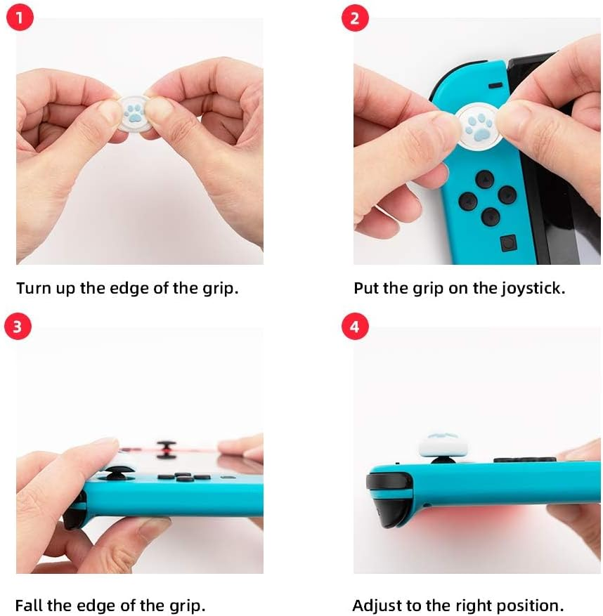 Geekshare 4PCS Silicone Cat Paw Game Console Thumb Grip Set Joystick Caps Compatible with Switch/Oled/Switch Lite (Lake Green) - Pink image number 5