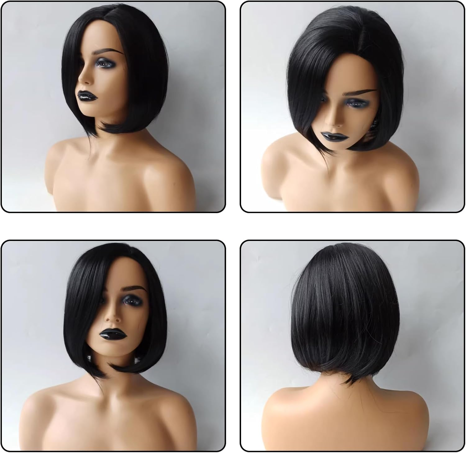 Bob Wig Wig, Women'S Short Bob Wig, Straight Short Wigs, 12 Inch Short Wigs with Side Parting Fringe, High Temperature Silk Wig, for Daily Wear by Women image number 4