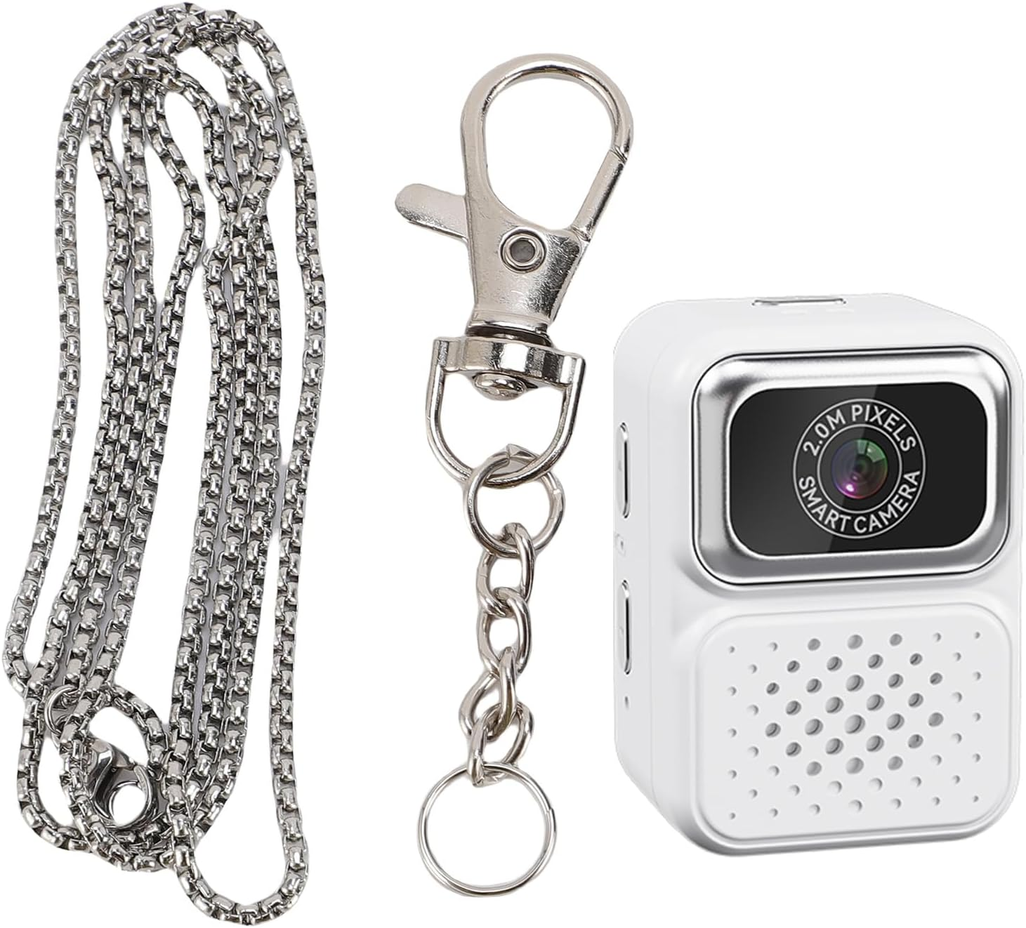 Zopsc 1080P Keychain Camera, Tiny Retro Digital Camera, 2MP Photos, 128GB Expandable, Portable Pocket Video Recorder for Travel & Study (White) - White image number 1