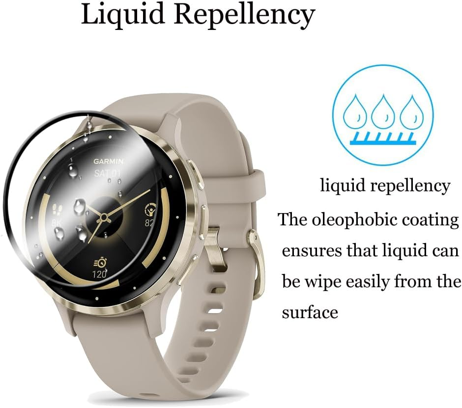 Wookfiss Screen Protector for Garmin Venu 3S Tempered Glass Screen Protector, Pack of 3, Soft HD Clear Glass Screen Protector, 3D Full Coverage, Anti-Scratch, Bubble-Free, TPU Soft Film image number 2