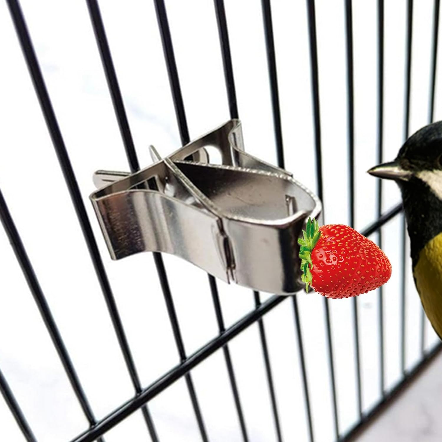 Bird Cage Food Holder, Parakeet Feeder Food Holder, Fruit Fork, Fruit Vegetable Skewer, Small Animal Feeders Stainless Steel for Parrots, Cockatiel, Budgie image number 4