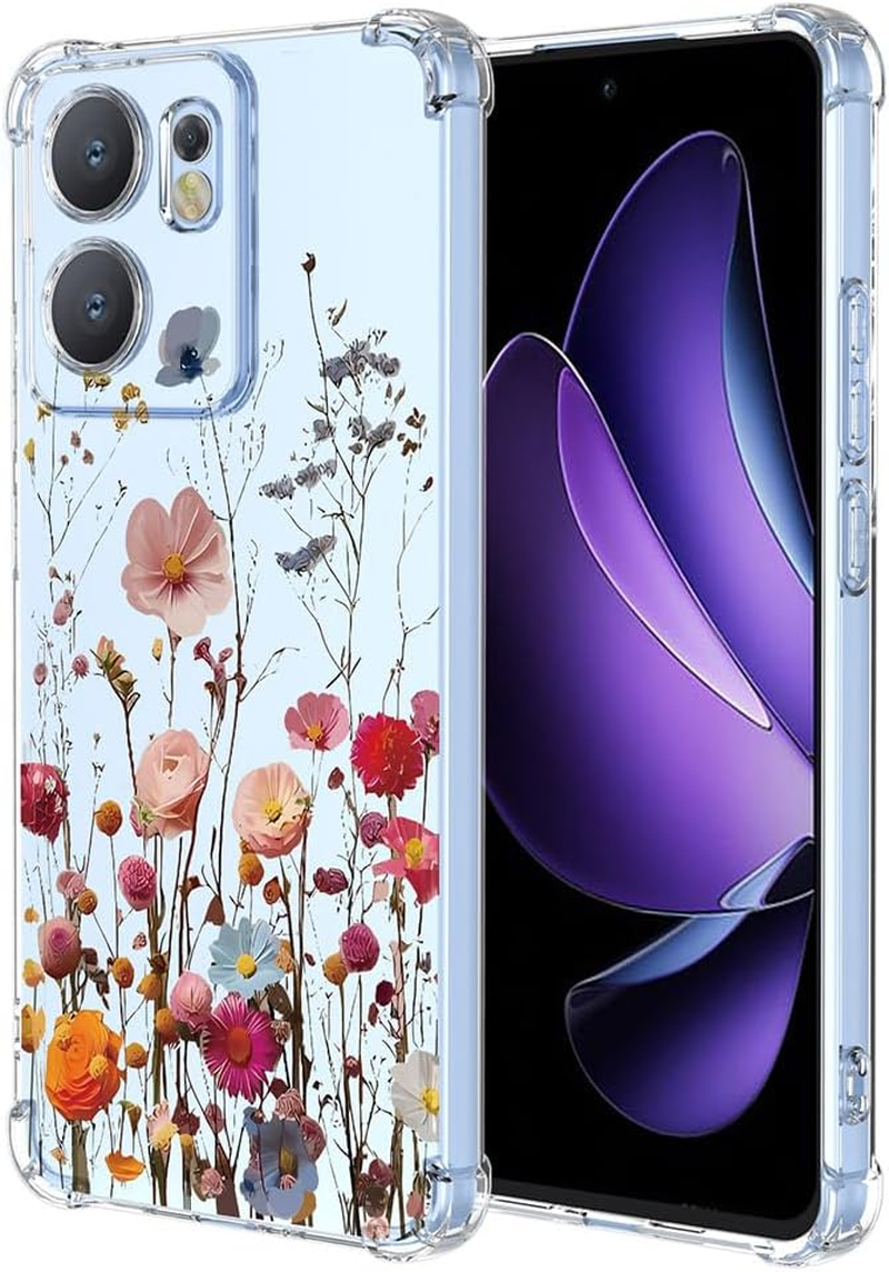 SEAHAI Case for Oppo Reno 13 FS (Oppo Reno 13F 5G/4G), Colourful Beautiful Flowers Ultra Thin Transparent Mobile Phone Case Soft Silicone TPU Bumper Shockproof Case Protective Cover - Vines - Falling Flower image number 4