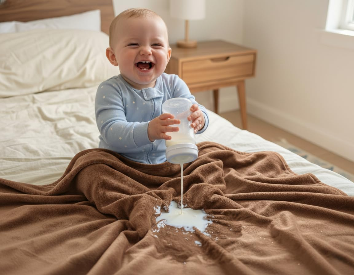 Waterproof Blanket with Water Resistant Protection, Soft & Cozy Flannel for Couples for Love (Velvet Brown & Twilight Blue, 40X60) Bedding Aid image number 4