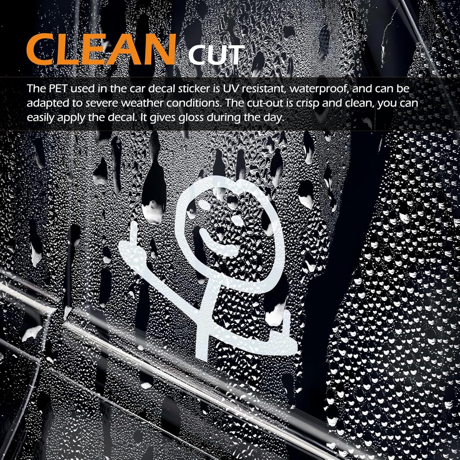 Car Decals, Funny Cartoon Middle Finger Sticker, Personalised Sticker, Auto Waterproof Vinyl Sticker, Personalised Graffiti Decal for Windshield, Bumpers, Window, Car Door (White) image number 3