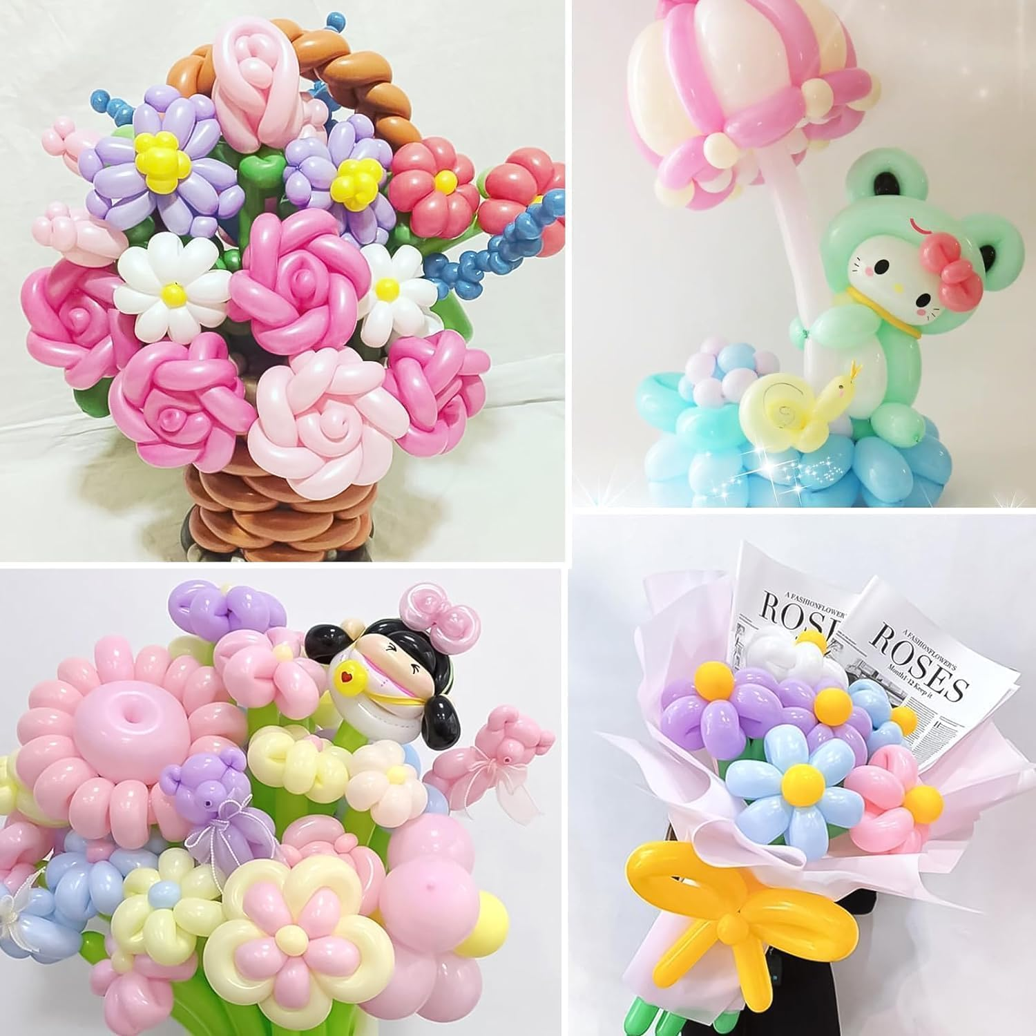 Lumjoy 100Pcs 260 Long Balloons Pastel Assorted Mixed Color Thickening Skinny Latex Twisting Animals Modeling Magic Balloons for Weddings Birthdays Clowns Christmas Party Garland Decorations image number 2