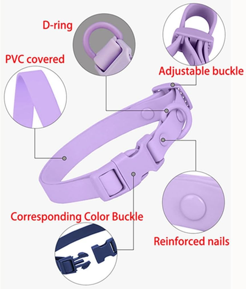 Waterproof Dog Collar with Buckle, Cute Soft Bioothan Silicone Plastic PVC Rubber Washable Quick Release Durable Collars for Small Medium Large Breeds image number 4
