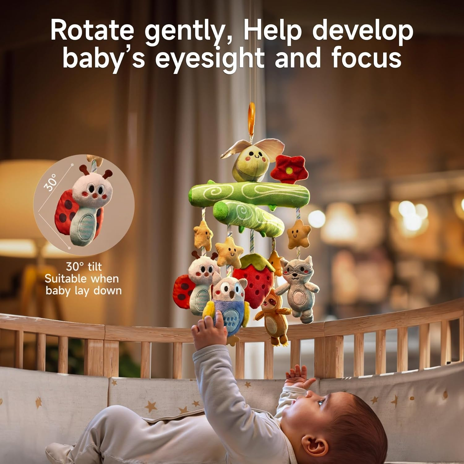 TUMAMA Baby Toys 0 3 6 12 Months, Soft Hanging Stroller Toys Potted Plant Crib Car Seat Toys, Infant Newborn Crinkle Infant Rattles with Squeaky Sensory Developmental Toy image number 3