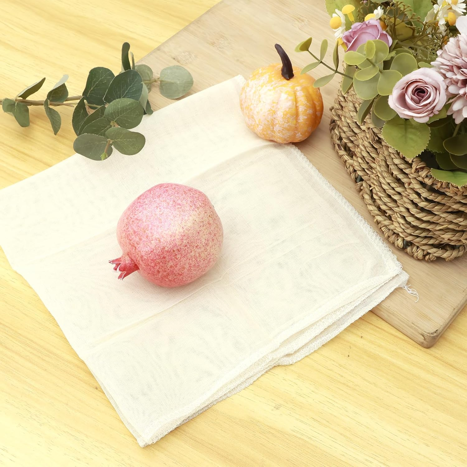 12Pcs Cheese Cloths Natural Unbleached Cotton Cheesecloth, 20 Inch Square Cheese Cloths Reusable Organic Cheesecloth Cotton Cloth Strainer for Coffee Brewing Juicing Straining Cheese Making image number 3