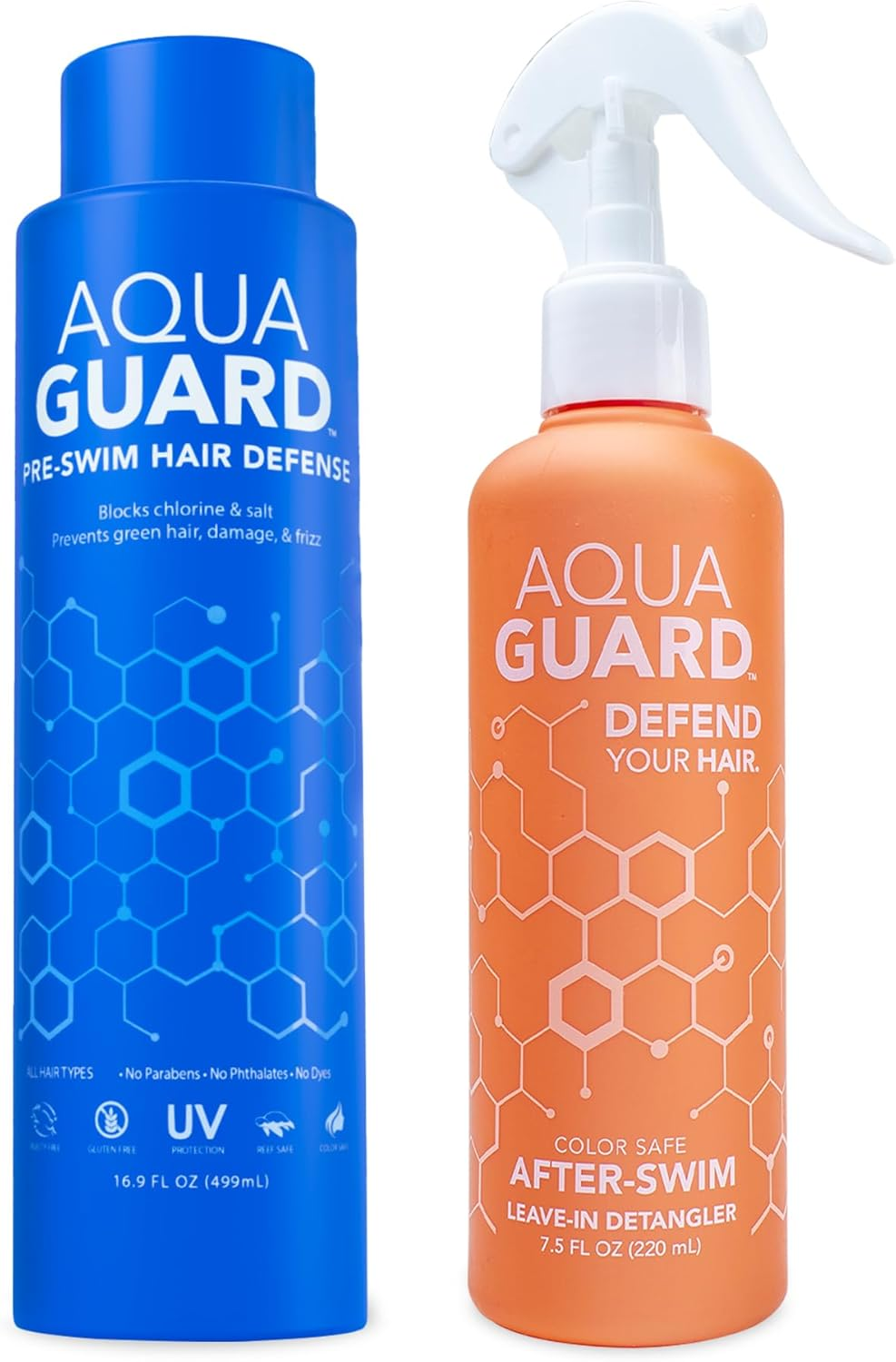 Aquaguard Pre-Swim Hair Defense + UV Leave-In Detangler Swim Hair Care Bundle | Made in California | Prevents Chlorine Damage + Softens Hair While Swimming image number 1