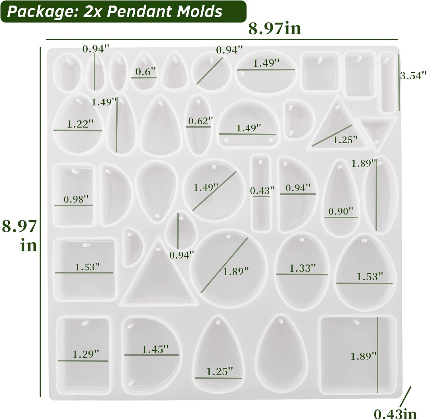 2Pcs Resin Jewelry Molds, Jewelry Pendant Mold for Epoxy Casting, Silicone Resin Molds, Pendant Earrings Necklace Keychain Mould for DIY Jewelry Craft Making image number 4