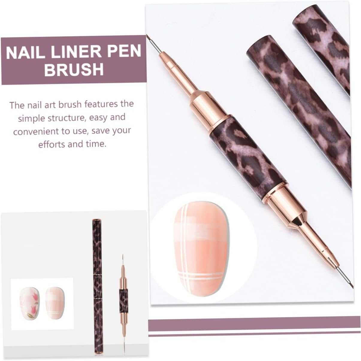 Nail Art Pen Leopard Print Pencil Double-End Nail Liner Brush Pen for Home Salon image number 2