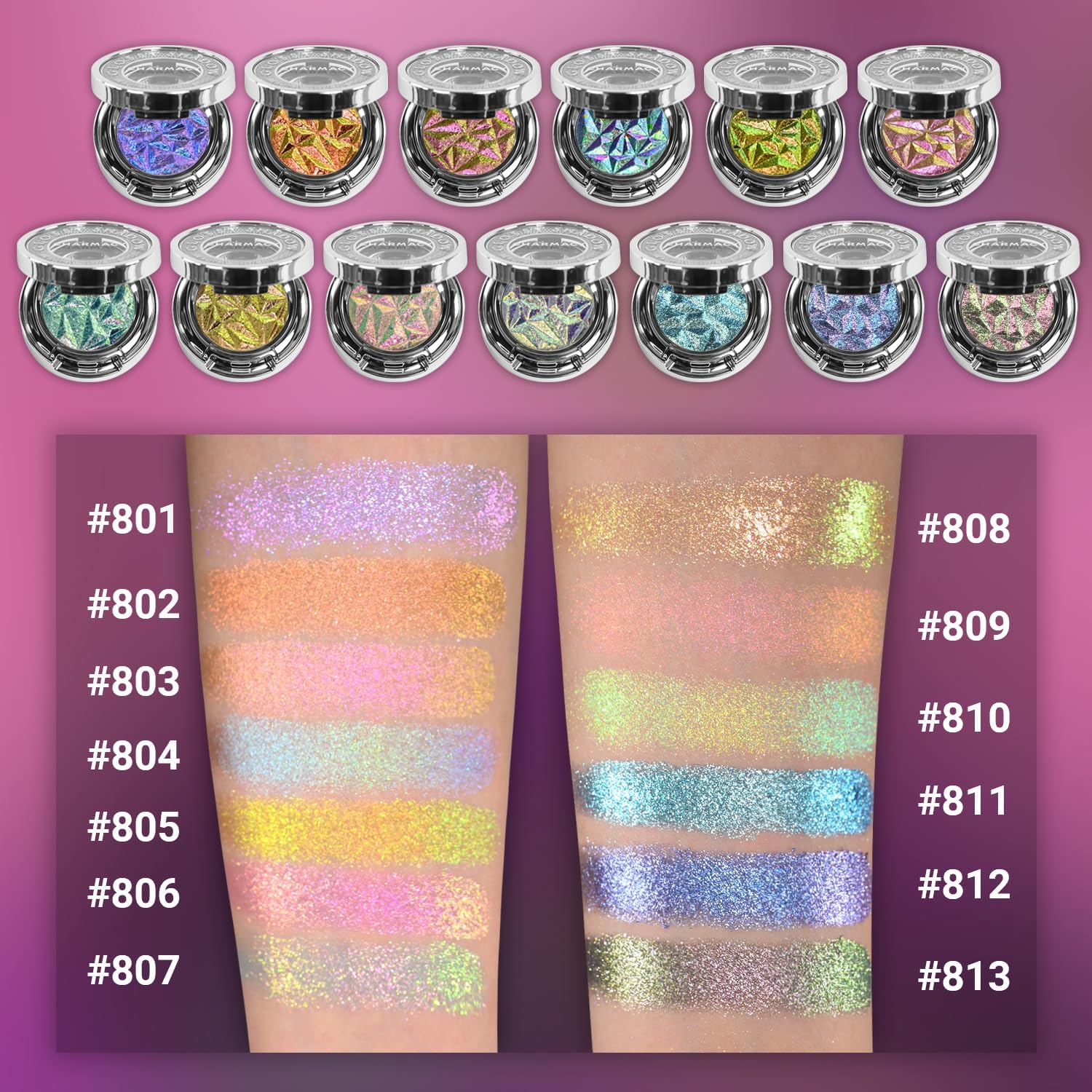 CHARMACY Multichrome Eyeshadow, Insane Shifters Chameleon Eyeshadow, Creates High-Impact, Glitter Metallic Eye Looks, 100% Vegan and Cruelty Free, 1.9G (#809) - 804 image number 2