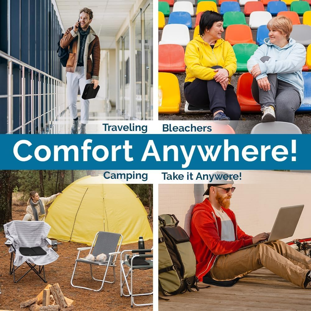 Ergo-Gel Travel Seat Cushion &ndash; Portable Airplane Seat Cushion &ndash; Gel Grid Design for Ultimate Seating Comfort &ndash; Foldable Cushions for Airplane Seats, Camping, Bleachers, Flights, Commute 1Pack