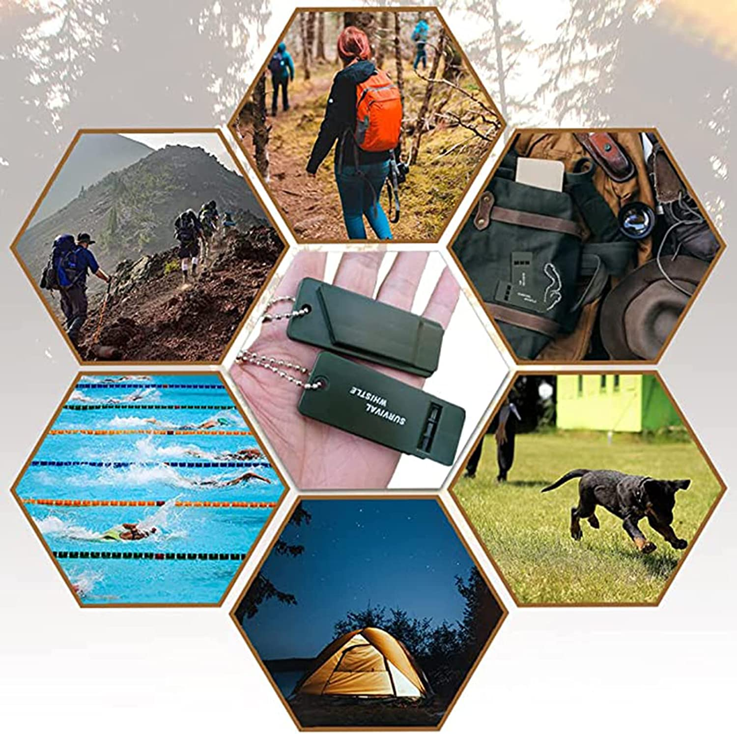 Aeixlum-3 Pieces Emergency Survival Whistles, Referee Whistle, Starting Whistle, Swimming Command Whistle，Triple Holes Design Outdoor Whistles, for Camping, Hiking image number 3