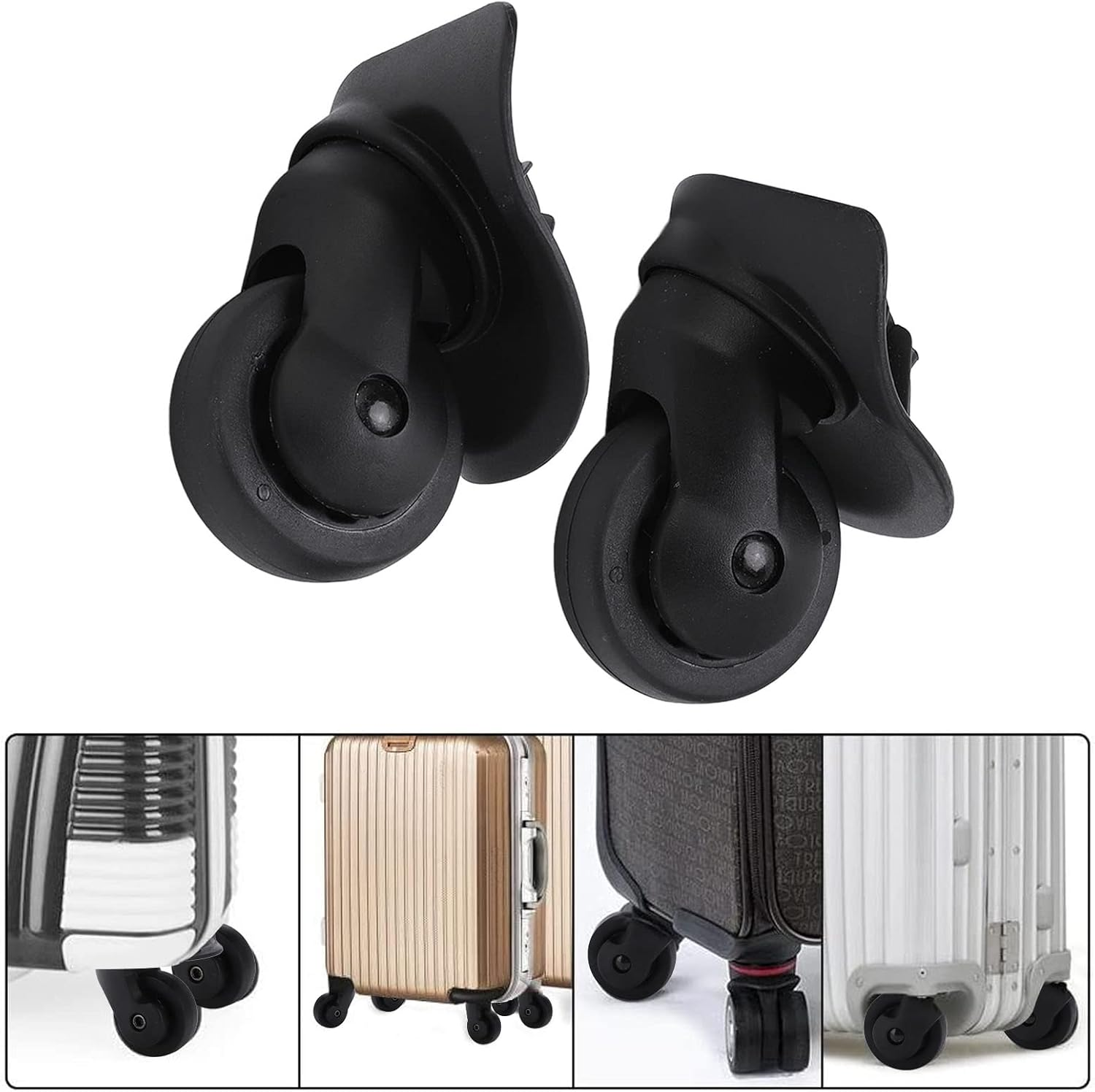 TOUISEDGI Suitcase Caster, Sturdy Durable 1 Pair Luggage Casters Wheels Repalcement for Suitcase Black Wheels A52 273G Black image number 5