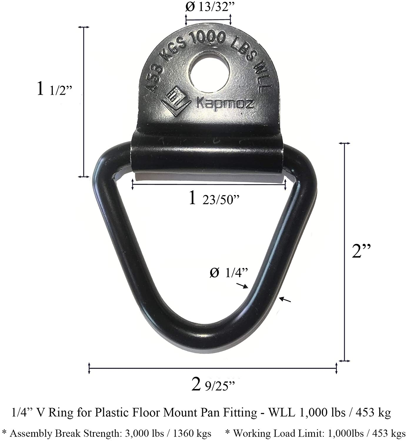 Heavy Duty Truck Bed Tie down Anchors Rings Trailers Hook Cargo Bolt on V Ring Pickups Rail Accessories (10 Pack) image number 5