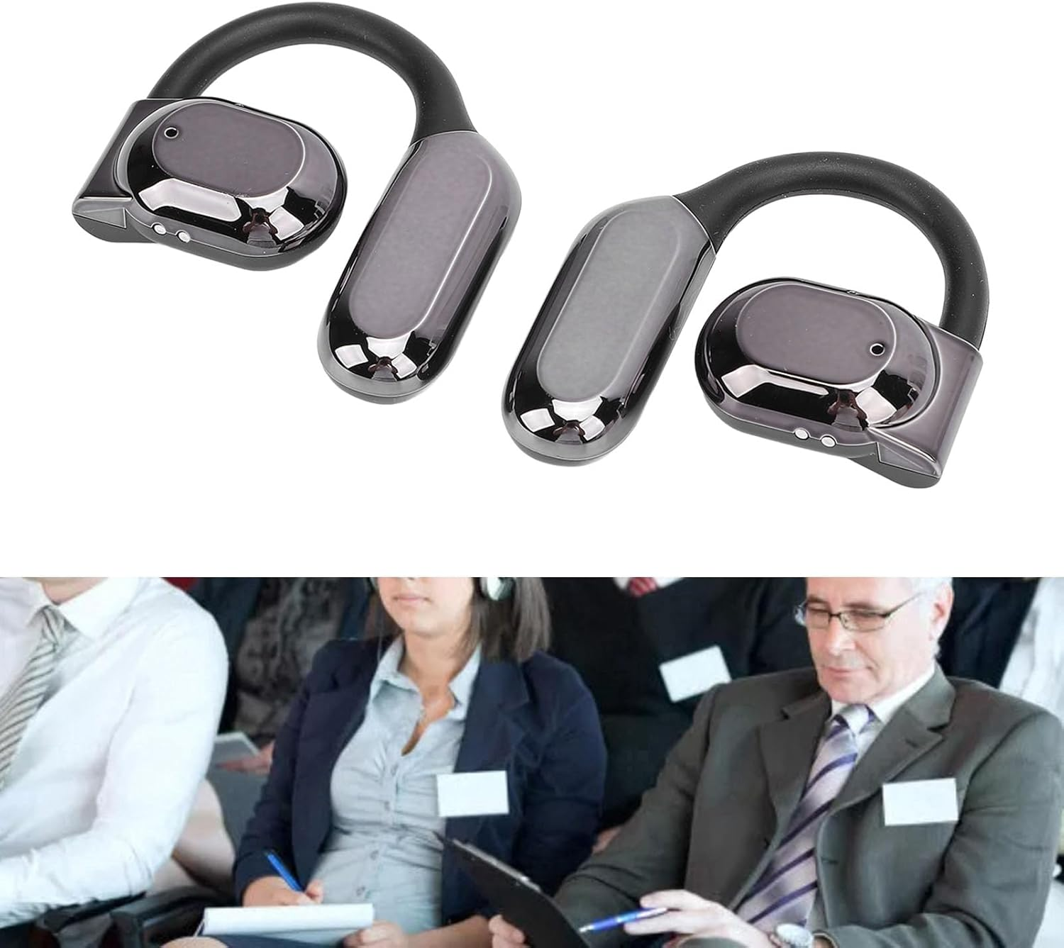 SENECESLI Translation Headphone, Recording to Text Noise Reduction Comfortable Fit Language Translator Earbuds 3 Modes for Travel image number 4