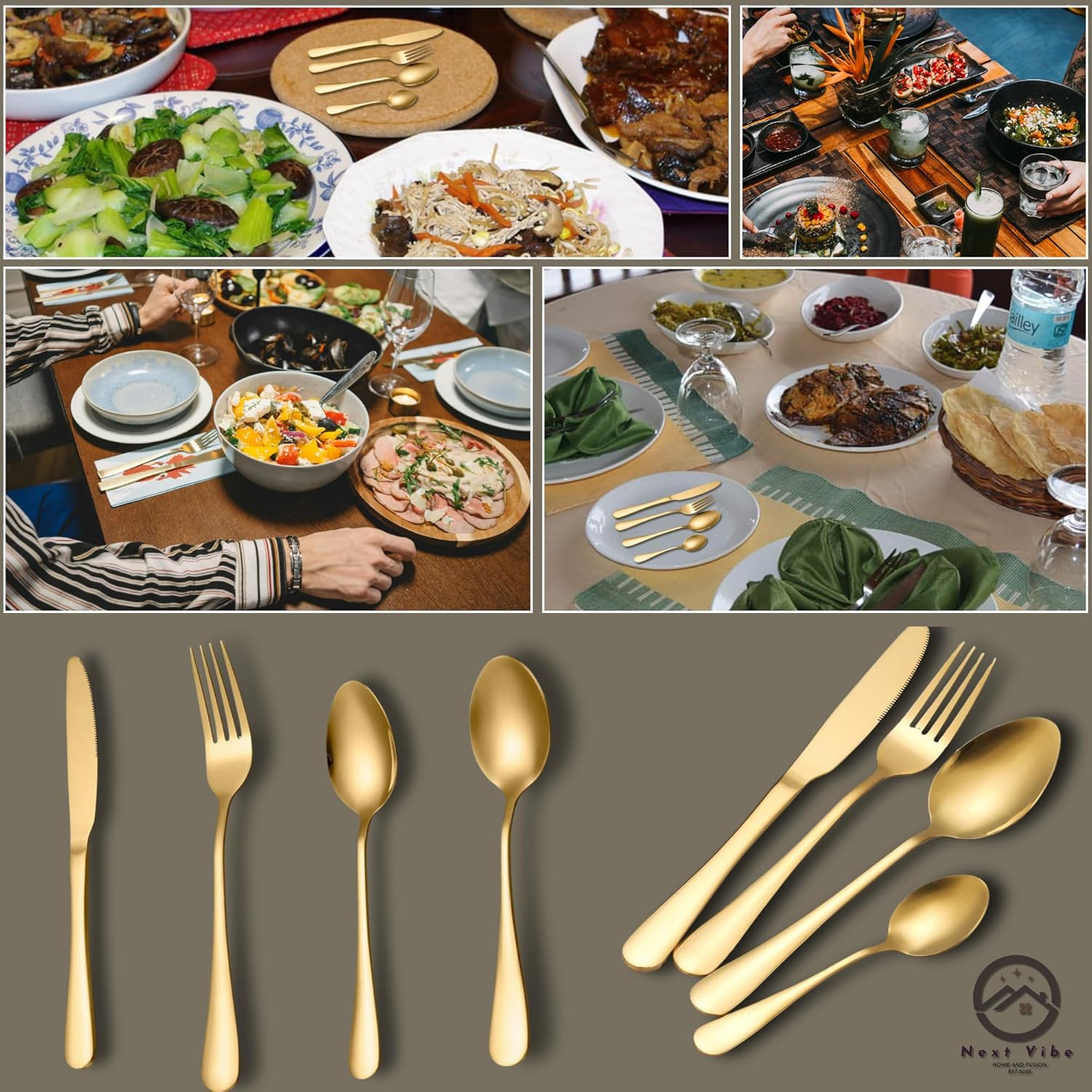 24-Piece Golden Cutlery Set - Elegant Stainless Steel Flatware Set, Gold Finish, Durable & Stylish Tableware for 6 - Perfect for Formal Dining & Everyday Use