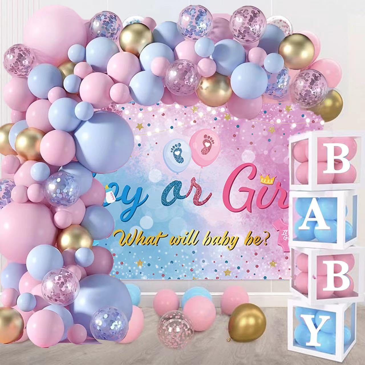 Gender Reveal Backdrop Banner,Gender Reveal Banner Boy or Girl Gender Reveal Background Baby Shower Party Decor 70.8 X 43.3 Inch