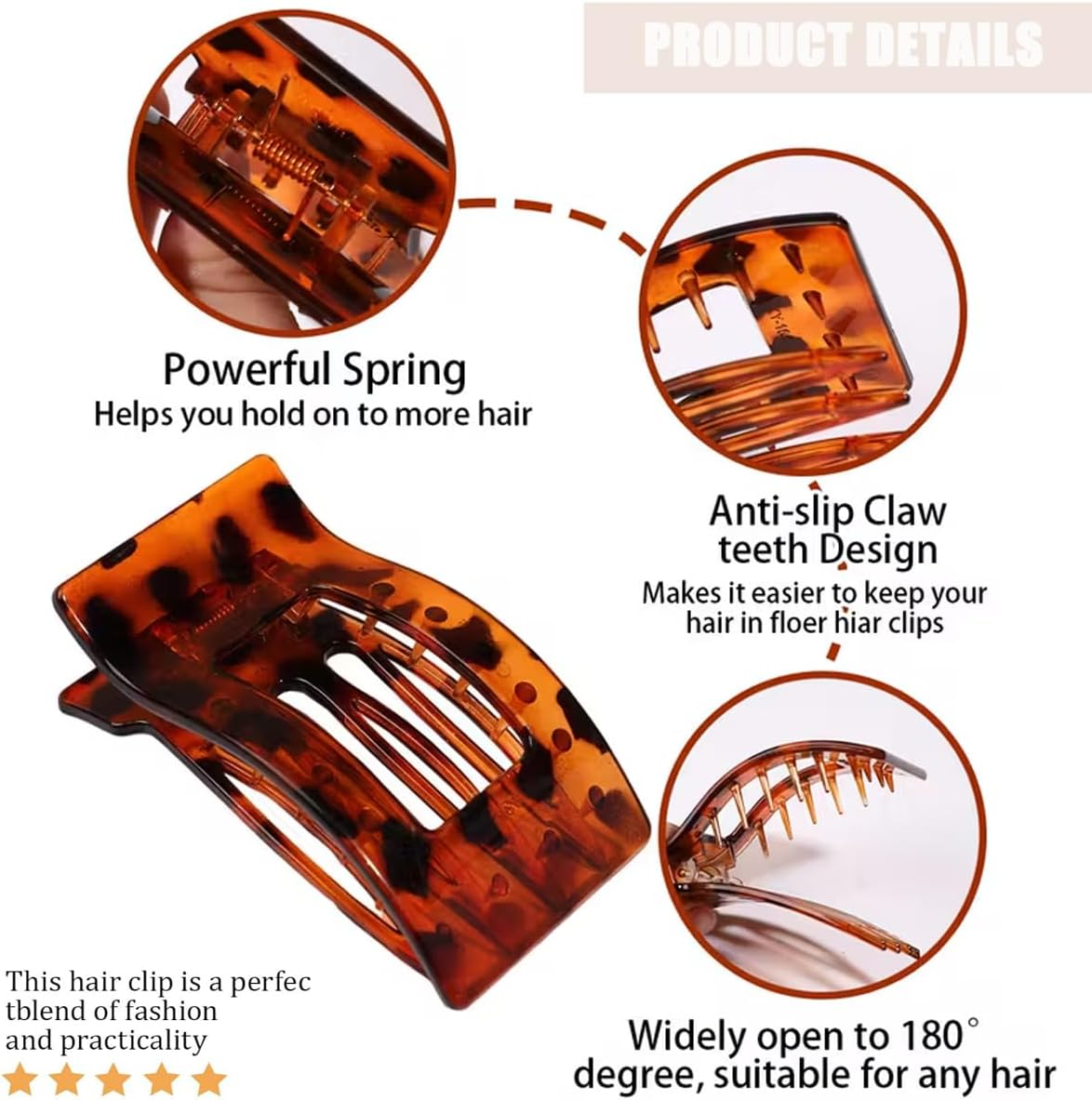 Women'S Hair Clip, Flat Claw Clip, Strong Hold & Non-Slip, Square Large French Hair Clip for Inserting for Thick and Thin Hair, Pack of 4 image number 6