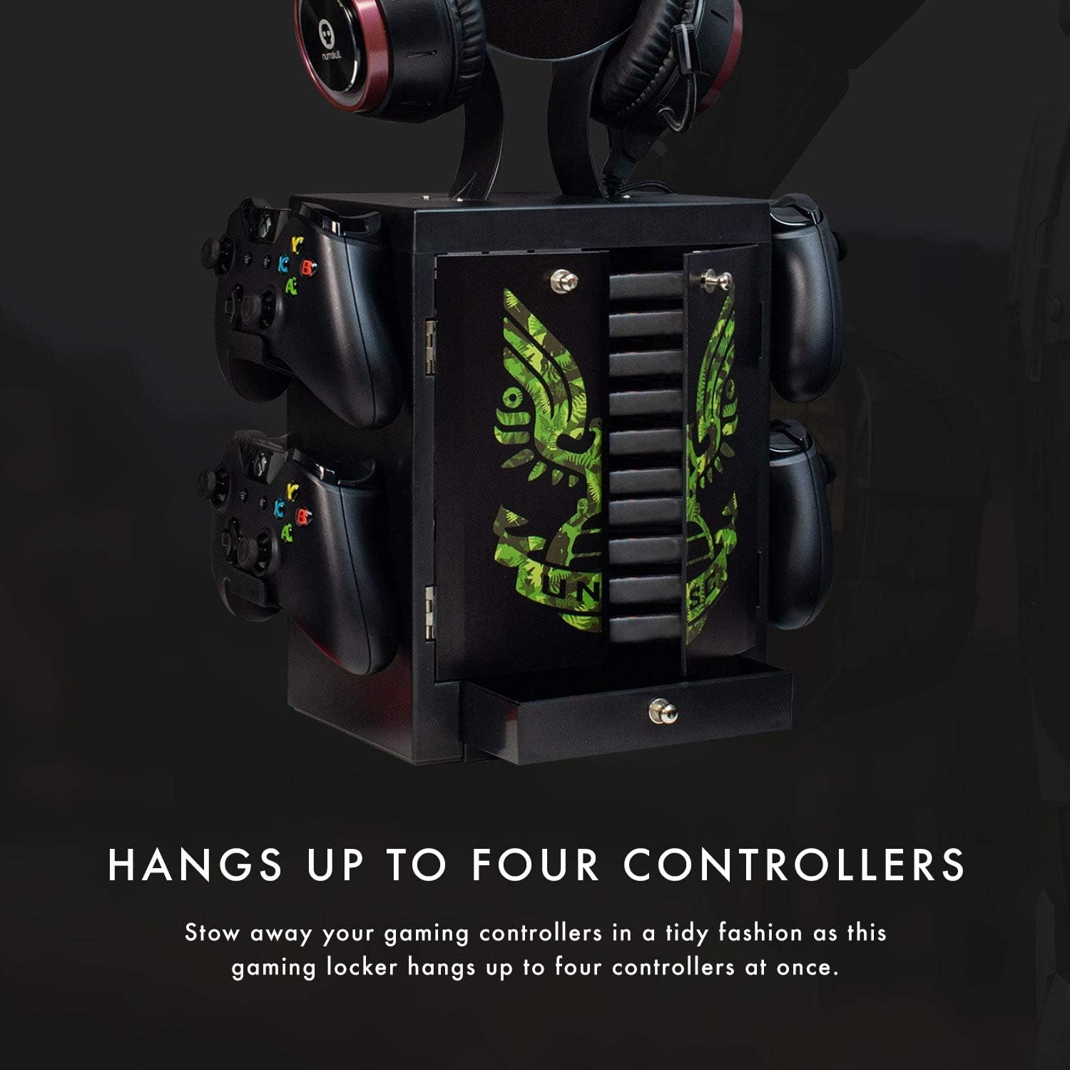 Numskull Official Halo Gaming Locker, Controller Holder, Headset Stand for Xbox Series X|S, PS5, Nintendo Switch - Official 343 Industries Merchandise