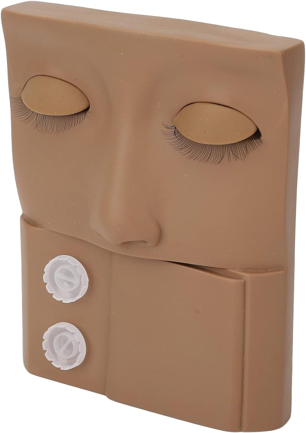 Lash Mannequin Head, 3 in 1 Eyelash Extension Mannequin Head with Lash Glue Rings Eyelash Extension Tray for Eyelid Eyelash Extension Practice Makeup Training, Soft Touch (Brown)