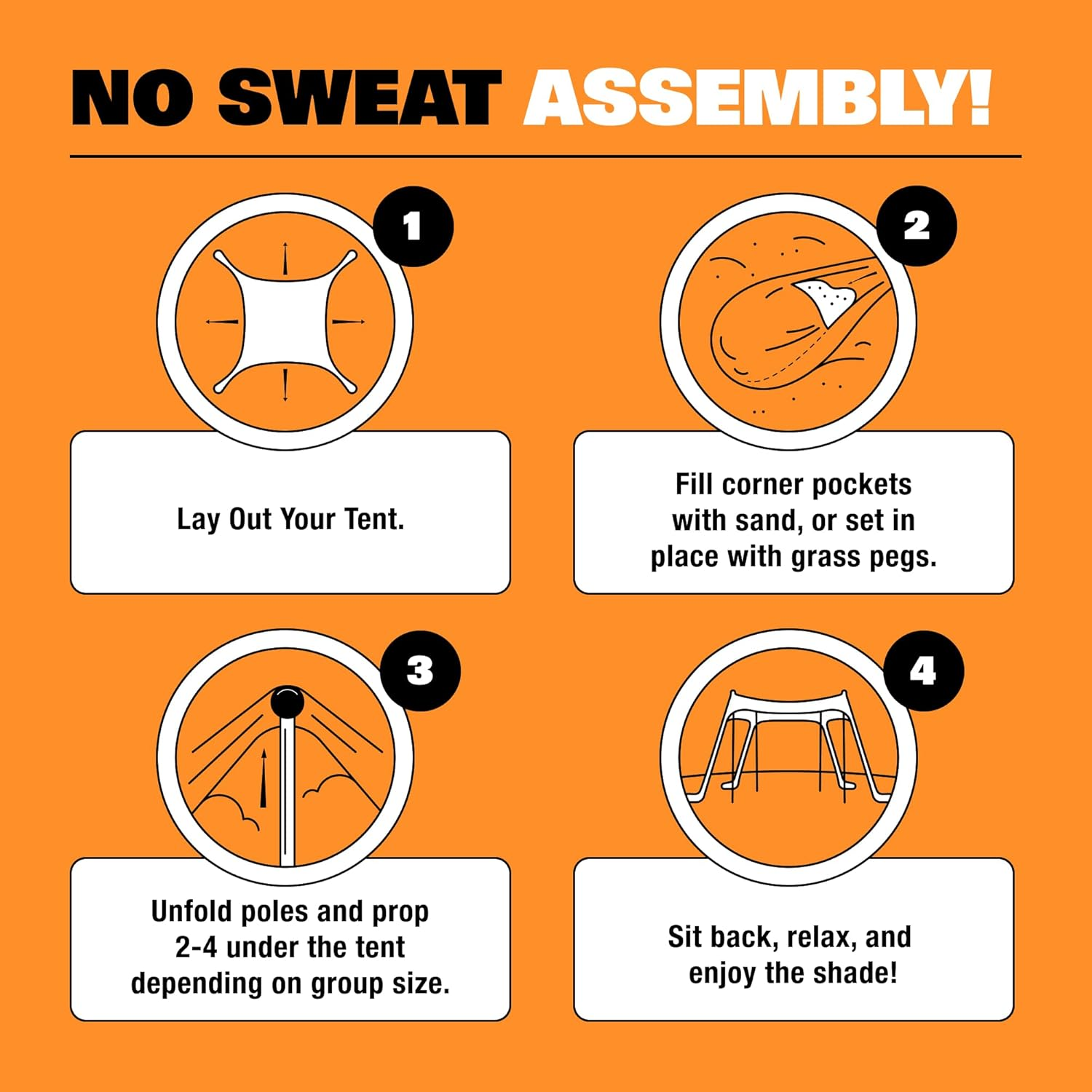 SUN NINJA Pop up Beach Tent Sun Shelter UPF50+ with Sand Shovel, Ground Pegs,And Stability Poles, Outdoor Shade for Camping Trips, Fishing, Backyard Fun or Picnics (10X10Ft 4 Pole, Navy) image number 6