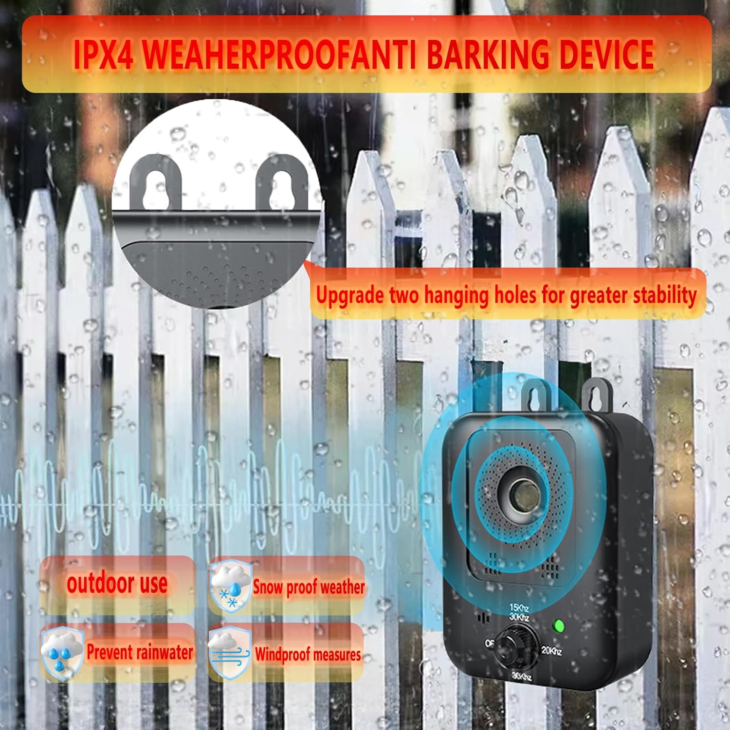 Anti Barking Device for Dogs,Ultrasonic Dog Bark Control Devices,Bark Recognition Silencer,15To30Khz 3 Nodes Range Deterrent of up to 50 Ft,Rechargeable Waterproof,For Indoor and Outdoor(Black2) image number 3