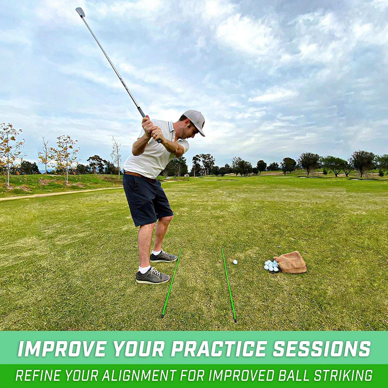 Gosports Golf Alignment Training Sticks 3 Pack - 48 Inch Golf Alignment Aid Practice Rods image number 5