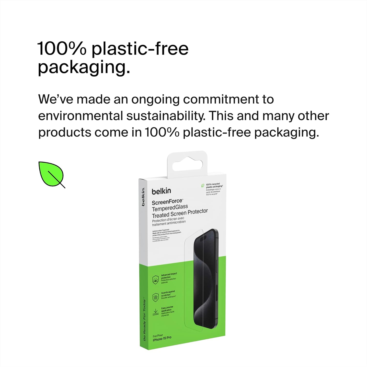 Belkin Screenforce Temperedglass Treated Screen Protector for Iphone 15 Pro - Slim & Scratch-Resistant - Includes Easy Align Tray for Bubble Free Application image number 3