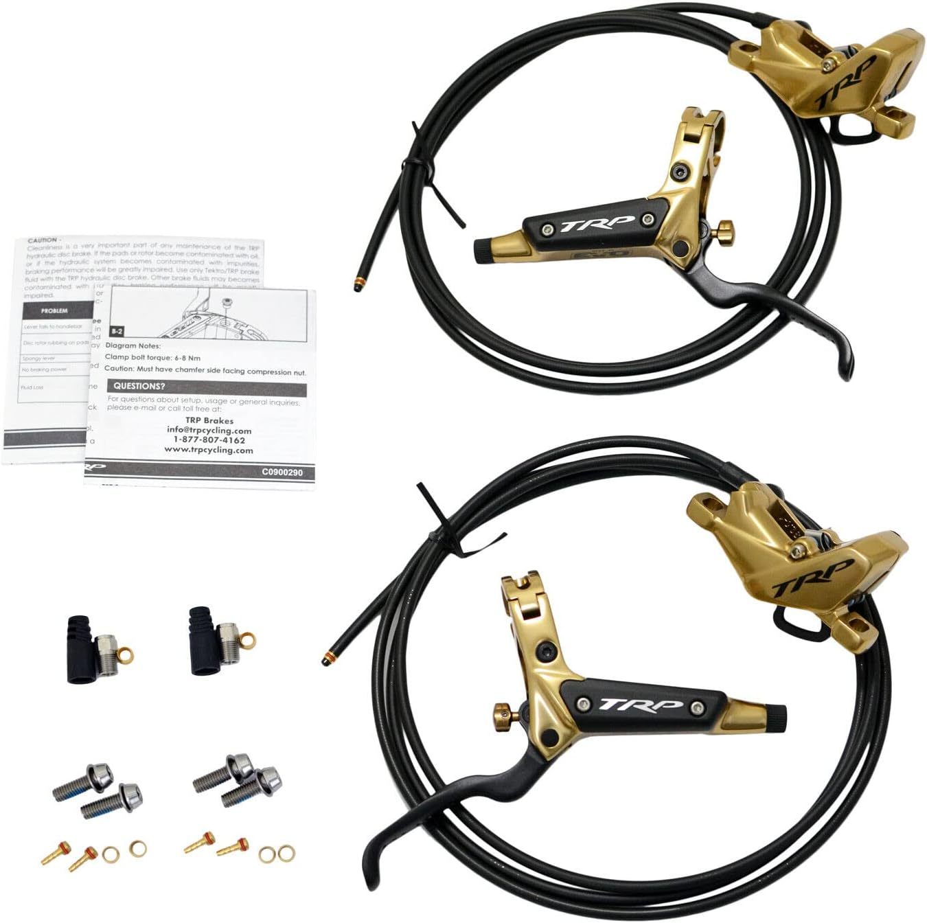 TRP DH-R EVO HD-M846 Hydraulic Disc Brake Set 4-Piston Caliper (F+R), Gold, STB2707 image number 2