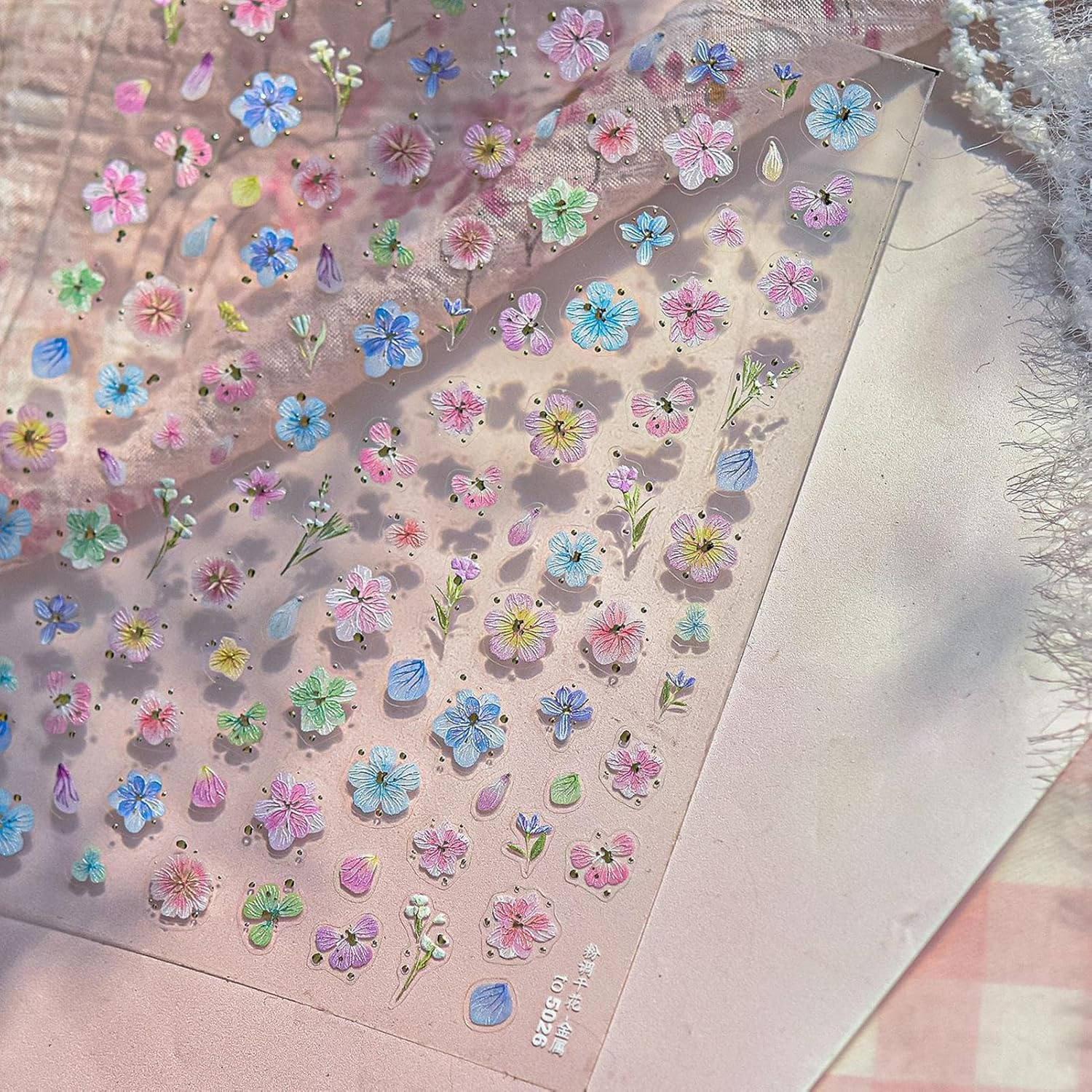 Floral Nail Stickers - 5D Embossed Adhesive Flower Nail Stickers,Metal Adhesive Dried Floral Decorations for Mather Wives image number 1