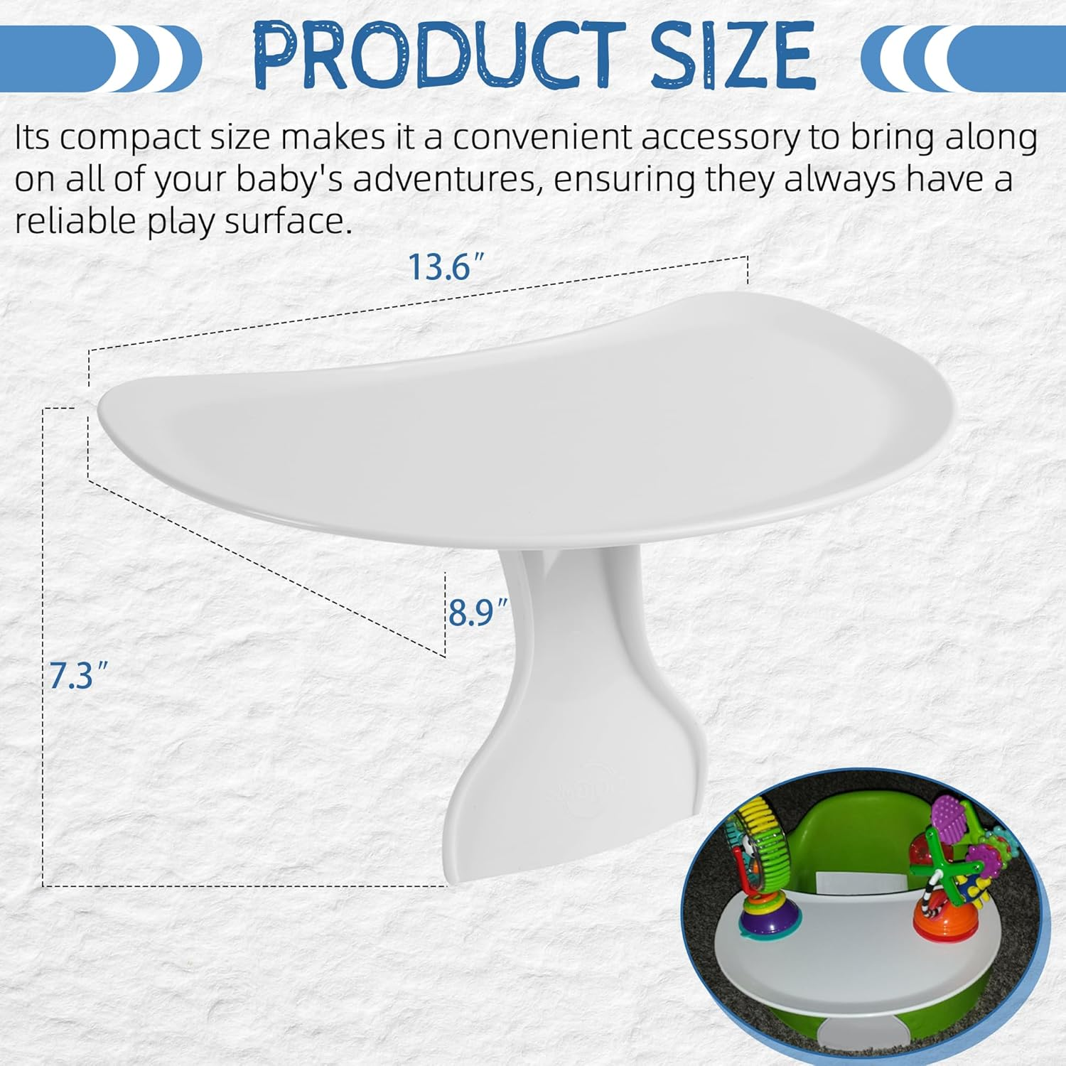 Luqibabe Baby Feeding Tray Compatible with Bumbo Floor Seat Tray Attachment Only Booster Seat Tray for Bumbo Seat Baby Infant Toddler Floor Seat Eating Tray for Boys and Girls 3 to 12 Months - White image number 3