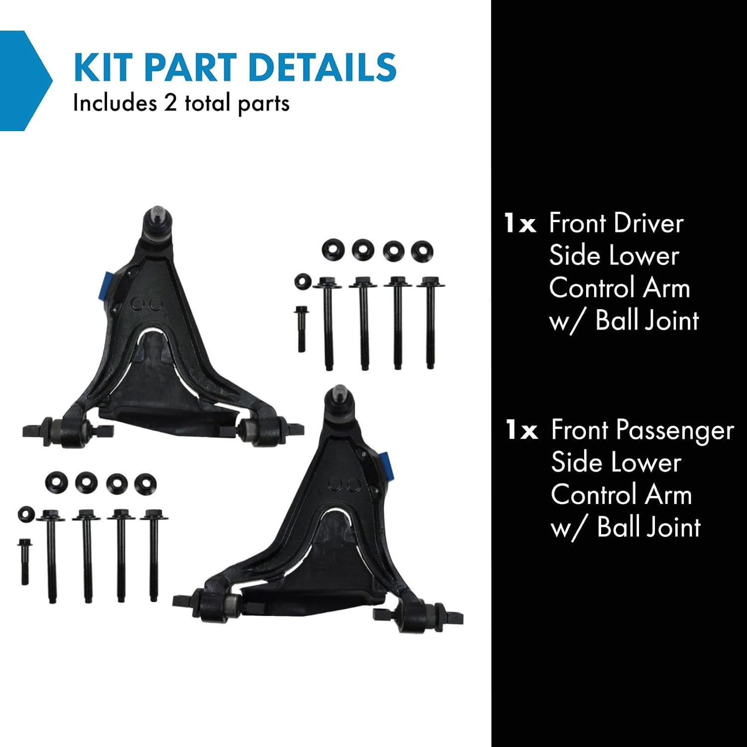 TRQ Front Lower Control Arm with Ball Joint Set Compatible with 1998-2004 Volvo C70 image number 5