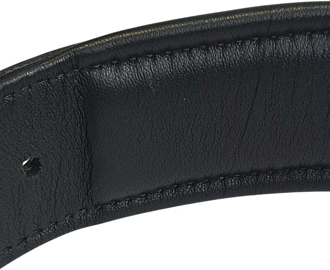 Leather Dog Collar Plain (Black & Silver) (55Cm - Neck Size 35Cm - 45Cm) image number 2