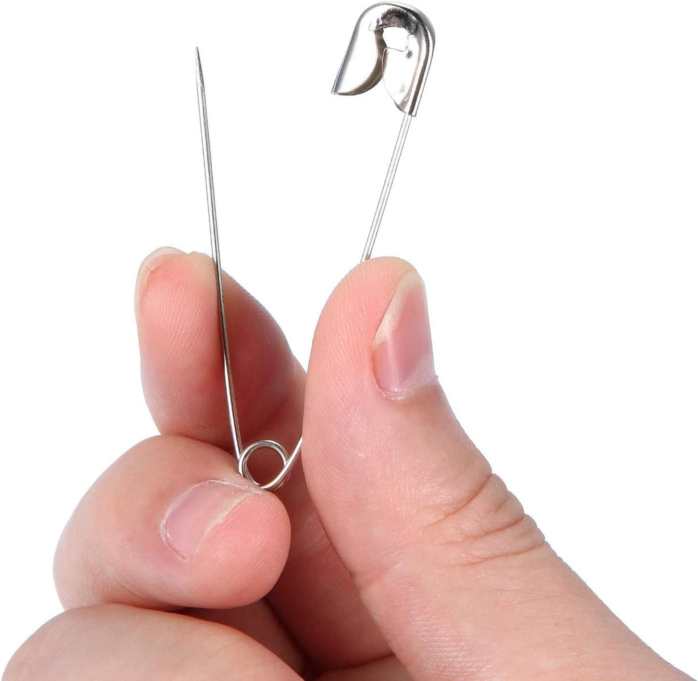 Safety Pins, 50Pcs Large Size Safety Pins Pack, 45Mm/1.7Inch Strong and Heavy Duty Nickel Plated Safety Pin for Clothes, Leather, Canvas, Blankets (Silver) image number 1