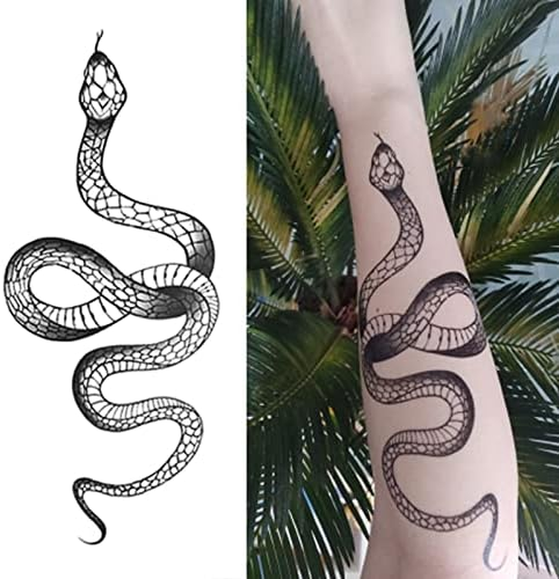 Fashion Realistic Big Size Black Snake Temporary Tattoo Stickers for Women Men Waterproof Fake Tattoo Waist Body Forearm Arm image number 6
