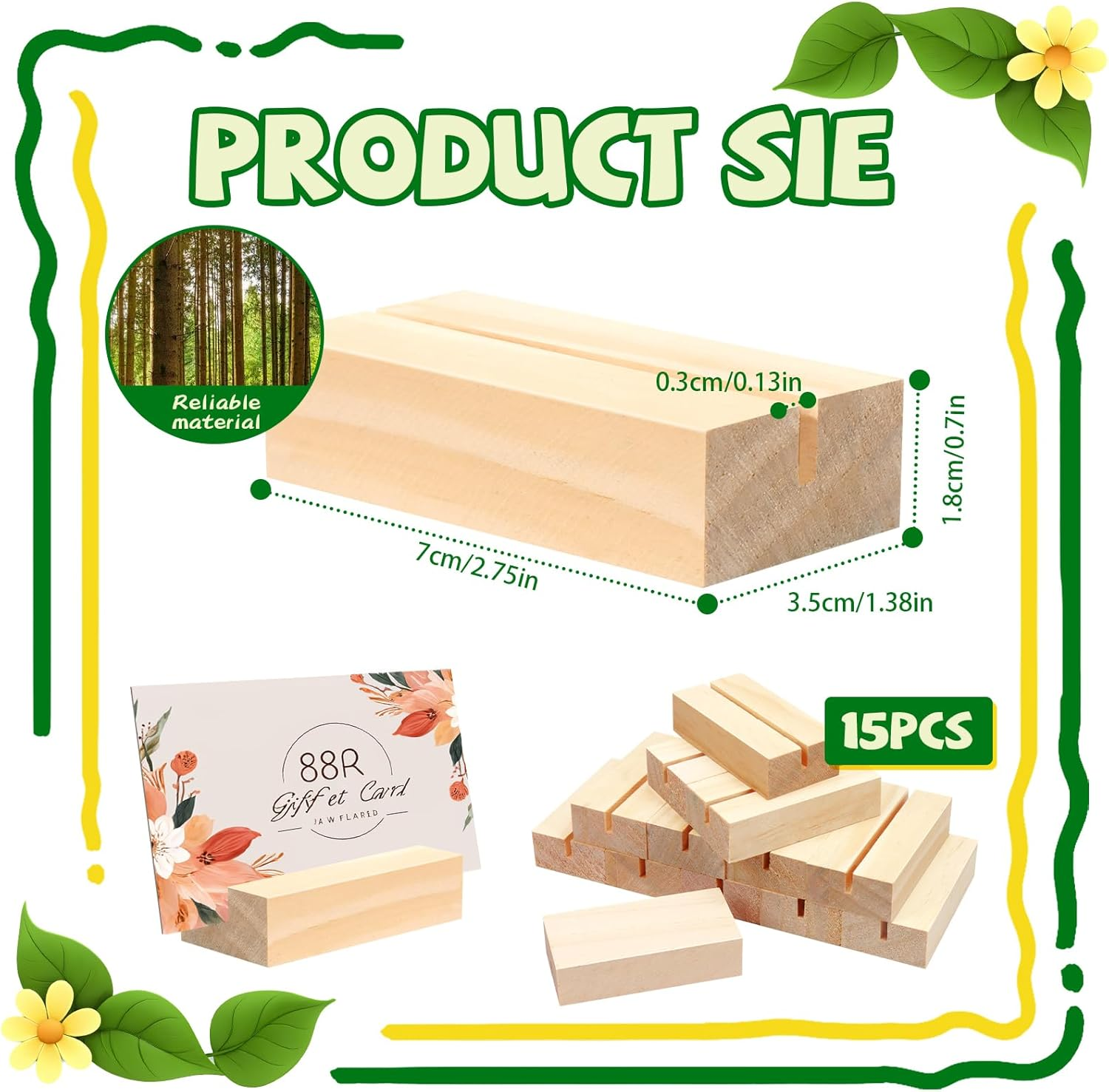 ISUSSER 15 Pieces Wood Table Number Stands Wood Place Card Holders Picture Holder Acrylic Sign Holdersr for Ceremony Birthday Party Home Decoration image number 5