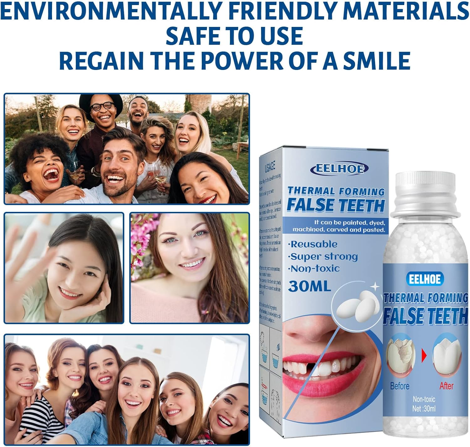 LOUJIN Thermal Forming False Teeth Tooth Repair Kit Tooth Repair Granules for Missing and Broken Tooth Temporary Teeth Filling Repair Kit