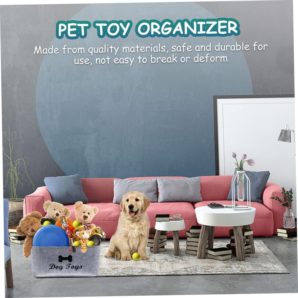 Hohopeti Felt Pet Toy Storage Box with Handles 2 Pcs Organizer for Dog Toys and Kids Room Storage Basket Large Capacity Container for Home image number 1