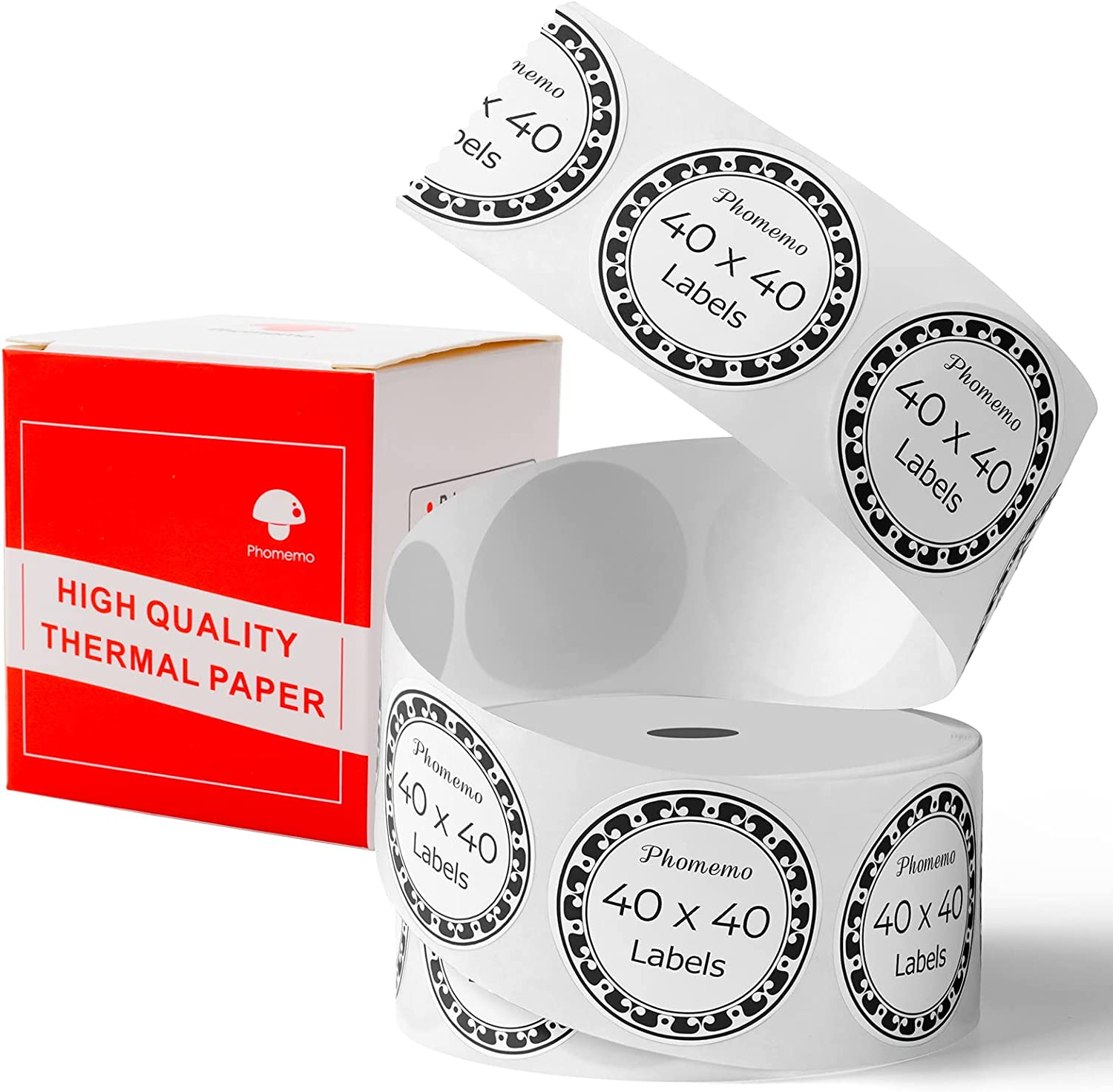 Phomemo M110 Multi-Purpose Square Self-Adhesive Label for Phomemo M110/M221/M150/M120/M220 Label Printer,1.57"X1.18"(40X30Mm),Black on White Labelfor Small Business, Home, Office, 230 Labels/Roll