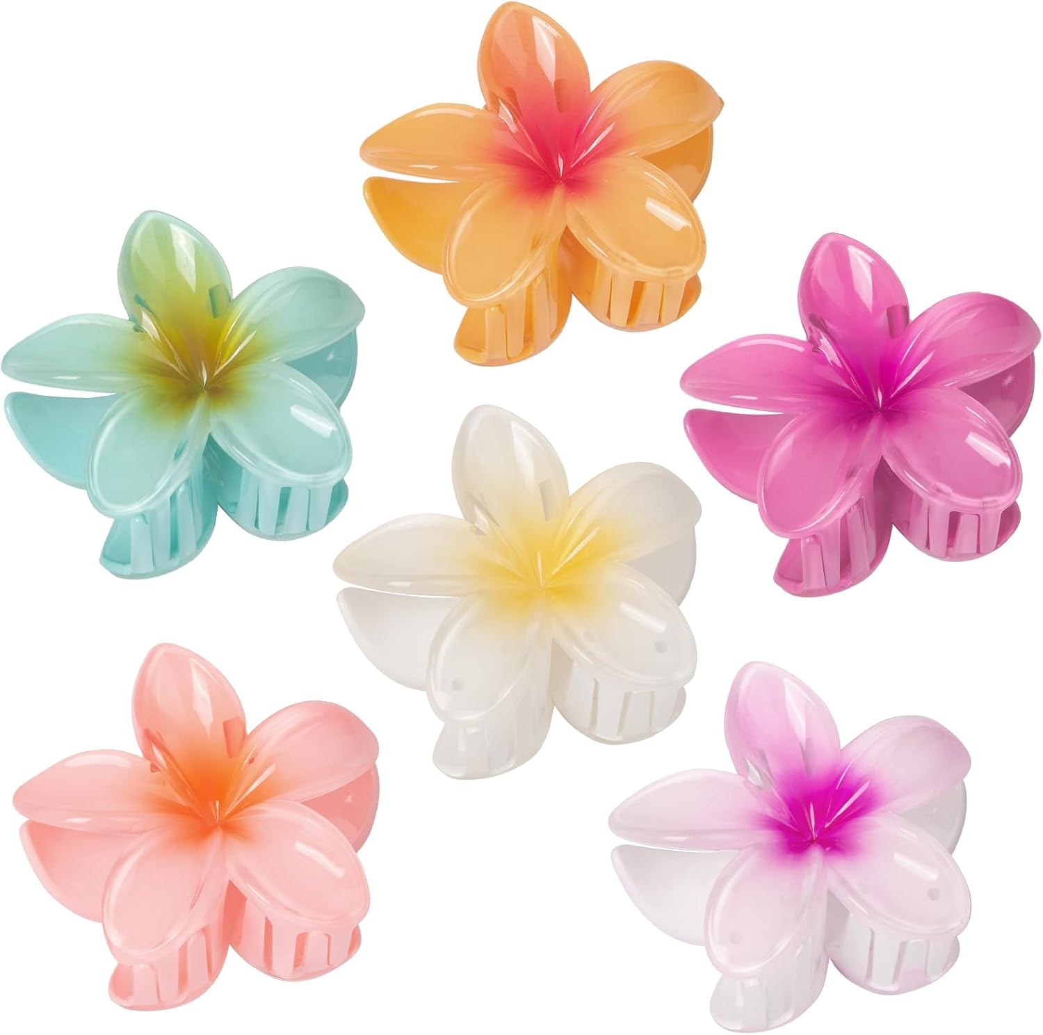 6 Pcs Flower Hair Claw Clips, Hawaiian Hair Clips for Women, Beach Cute Hair Accessories image number 4