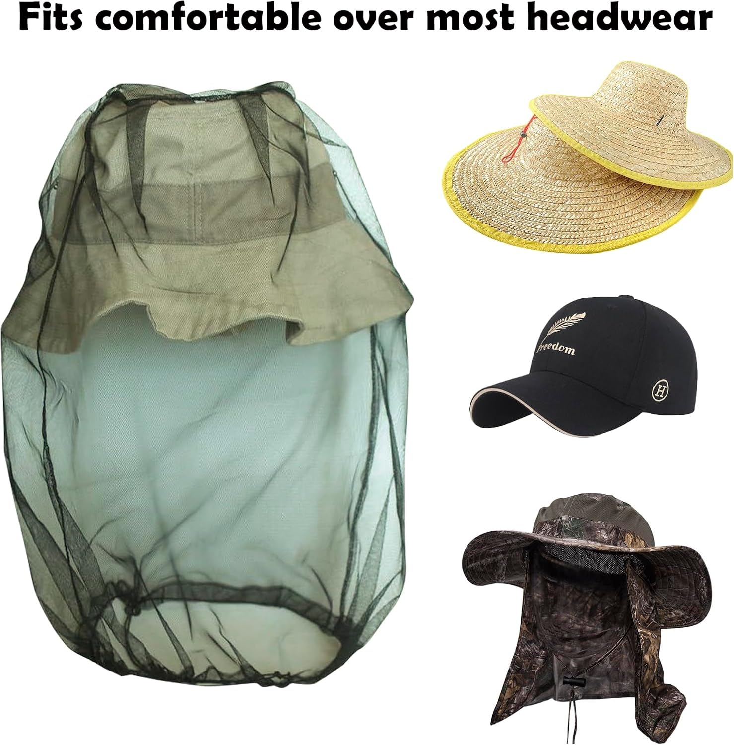 Juscuca 4 Pack Mosquito Head Net Premium Breathable Insect Shield Face Mesh, Perfect for Outdoor Activities like Fishing, Camping, Hiking