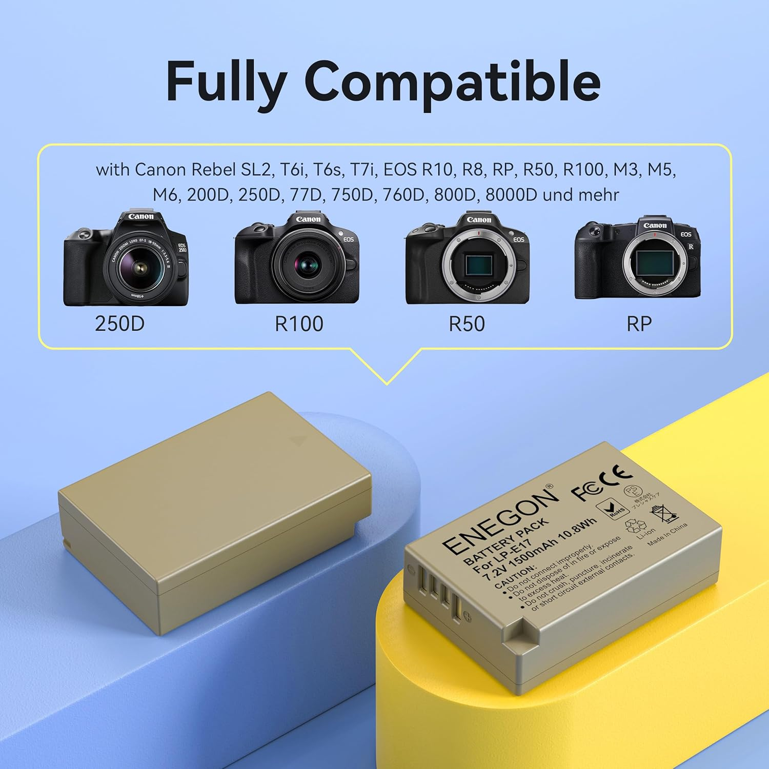 ENEGON LP-E17 20W Dual Battery Storage Fast Charger Set (2X 1500Mah) Compatible with Canon R10, R8, RP, R50, R100, M3, M5, M6, 200D, 250D, 77D, 750D, 760D, 800D, 8000D and More image number 5