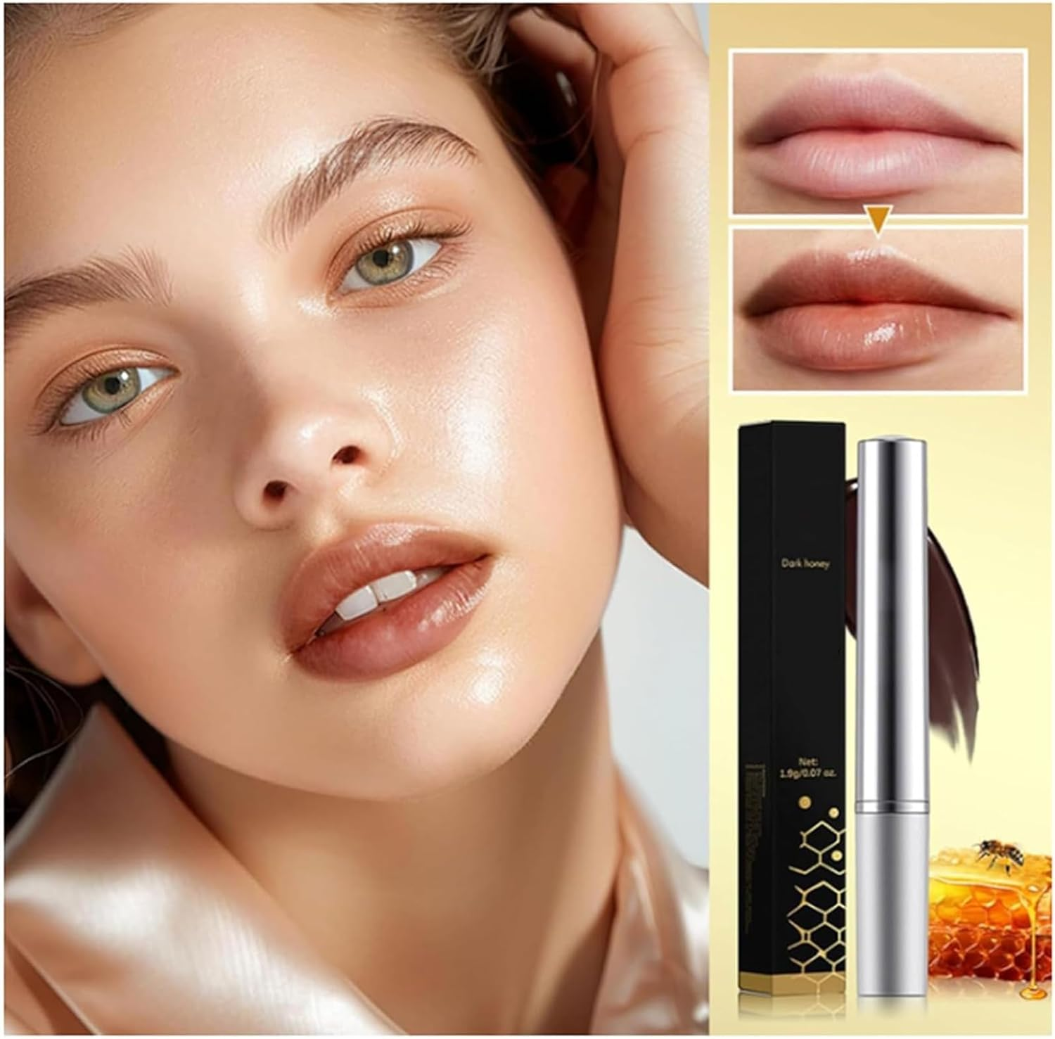 Honeynoir-Black Honey Lipstick,Honey Lip Gloss - Moisturizing Matte Lipstick, Universal Shade for All Skin Tones (Pink) image number 3