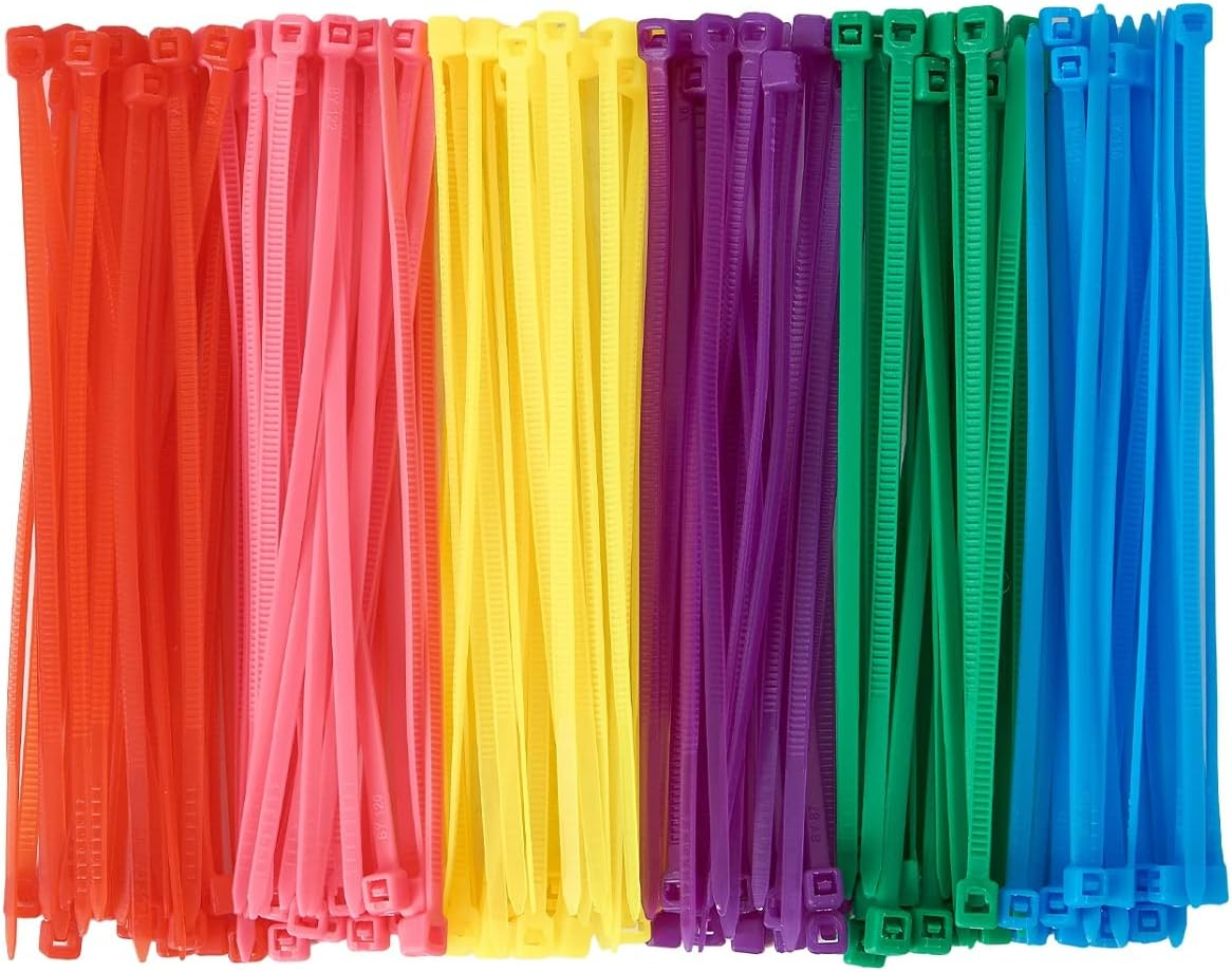 Qdishi 600Pcs Small Colored Zip Ties 4 Inch Multi-Color Zip Wire Tie for Deco Mesh Wreath Supplies, Colorful Plastic Ties Yellow, Blue, Red, Green, Pink, Purple Zip Ties (100 per Color) image number 4