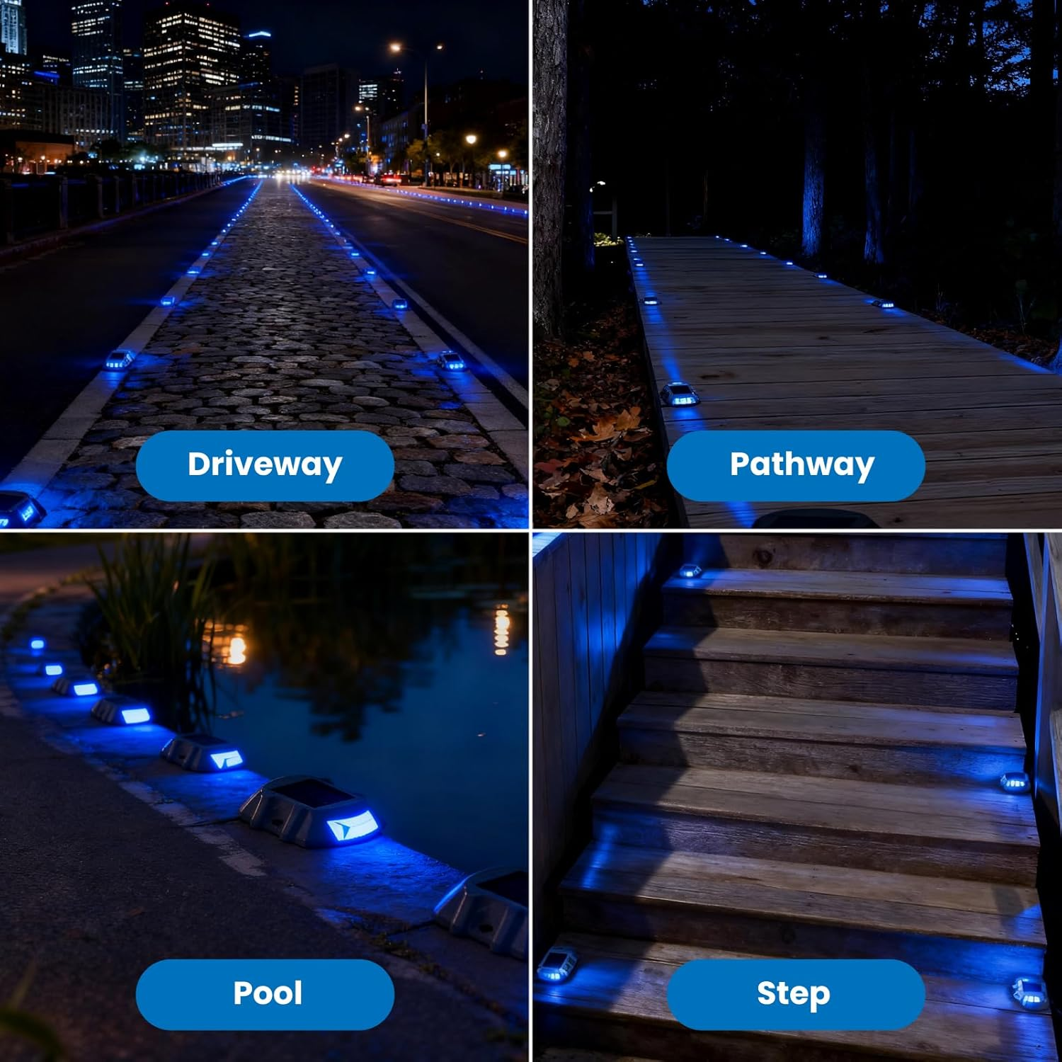 Brightark Driveway Lights, Driveway Solar Lights, Blue Solar Garden Light Deck Lights for Garden Step Sidewalk Stair Ground Pathway, 2 Pack image number 6