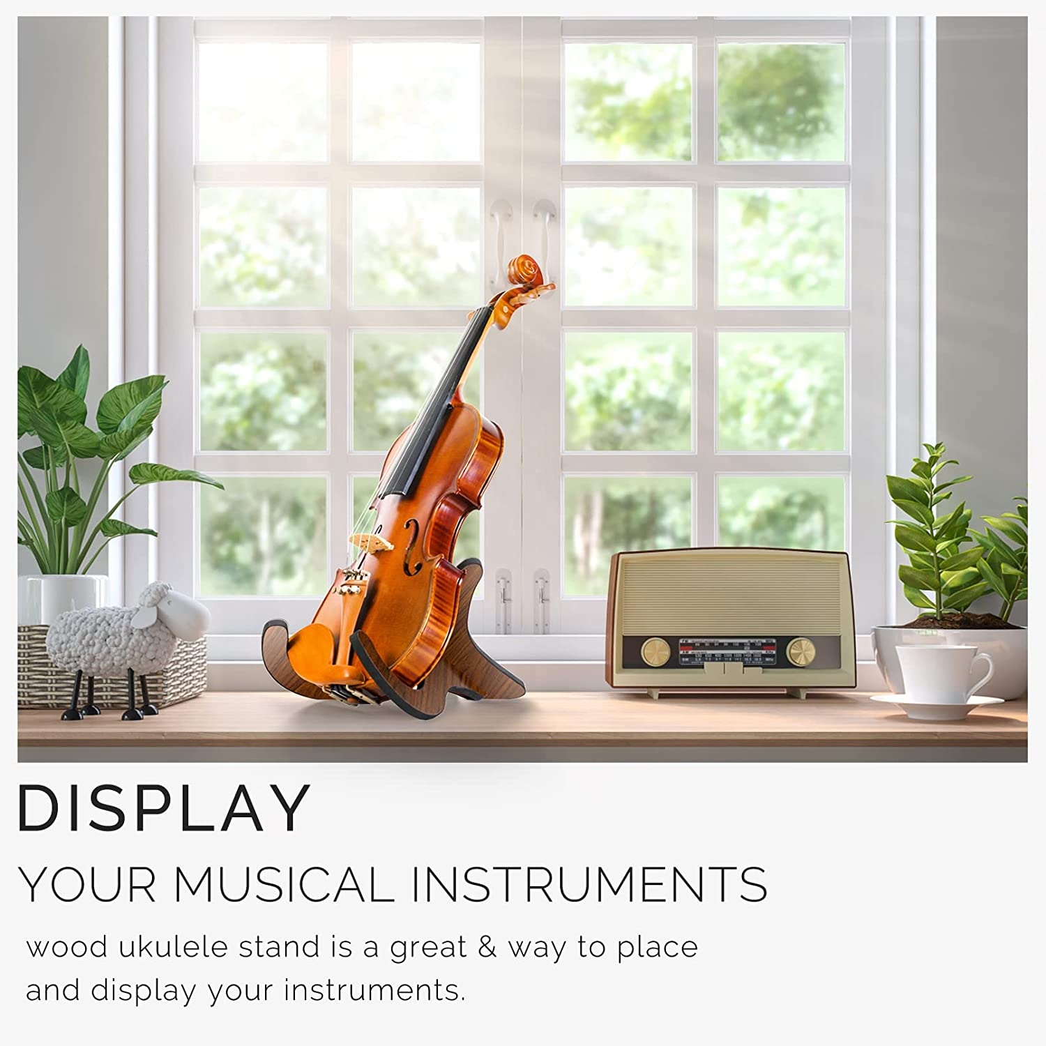 Wooden Ukulele Stand Violin Mandolin Folding Portable Stand