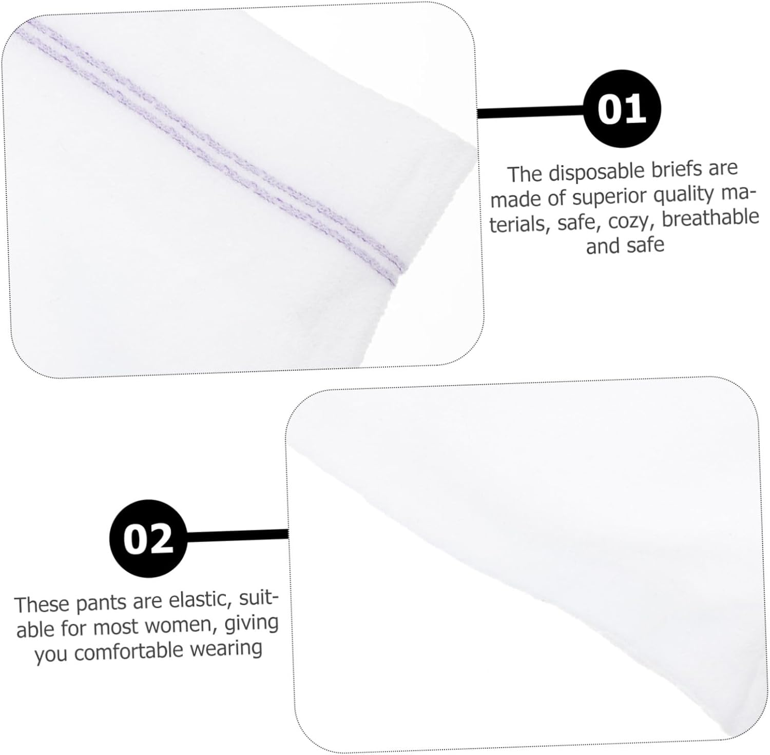 KICHOUSE Disposable Women Underpants Breathable Postpartum Panties Soft Disposable Underwear for Maternity Care XXL Purple Stripes 2Pcs image number 4