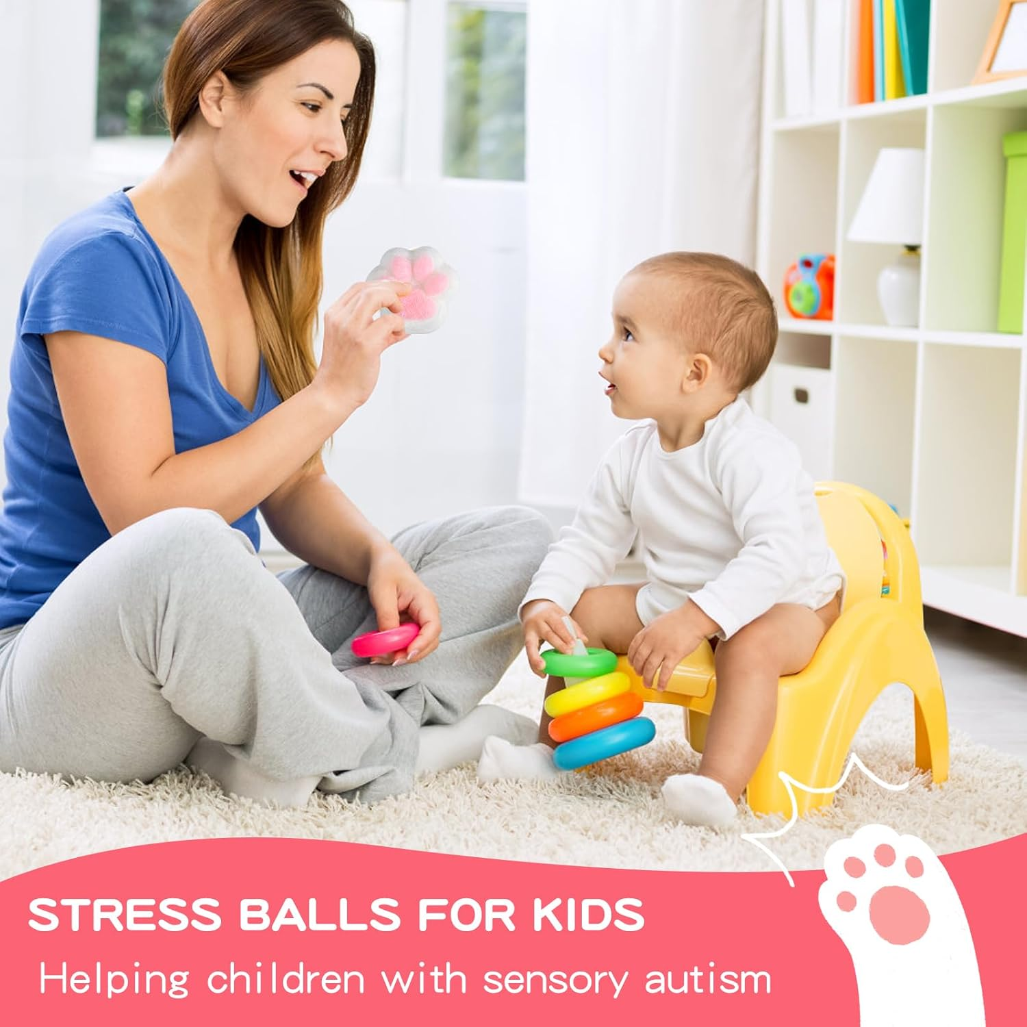 Taba Squishy Cat Paw Squeeze Toys for Kids, Kawaii Squishy Fidget Toys, Cute Things for Teen Girls and Boys, Cat Themed Teenage Girl Gifts Trendy Stuff (Purple Plush Cat Paws) image number 5